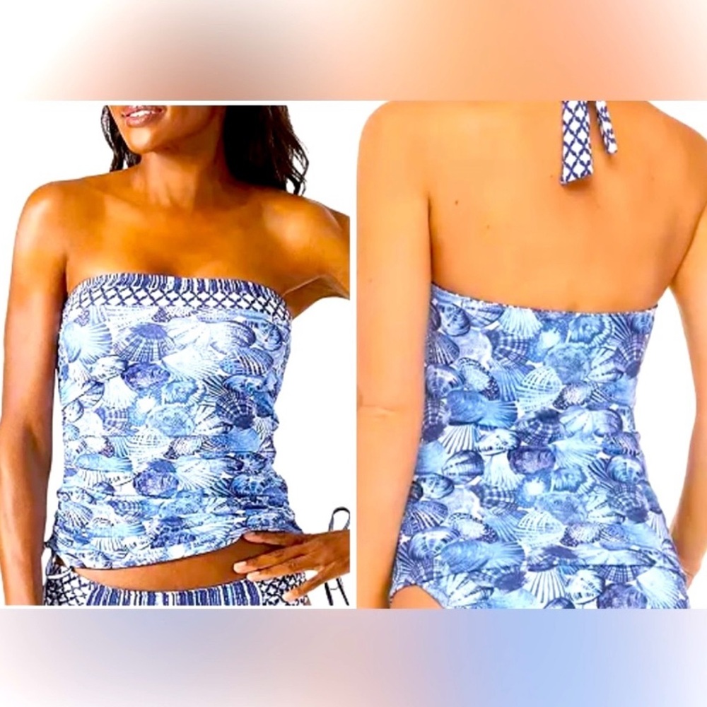 Blue Seashell Print Tankini Top
